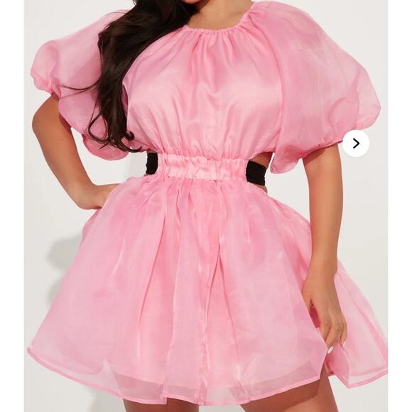 MABLE Babydoll RUFFLE BABYDOLL Mini Dress Size M Pink - Picture 2 of 10